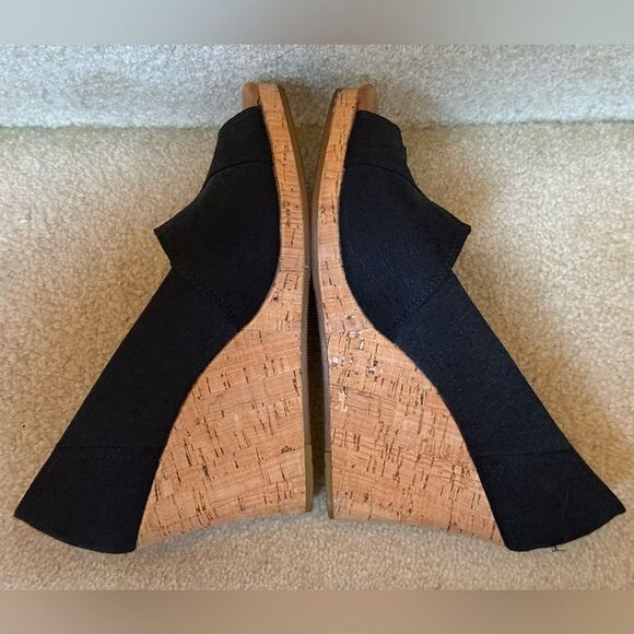 TOMS Women's Classic Espadrille Wedge Sandal Black Scattered Woven‎ Size 8 - Picture 5 of 10